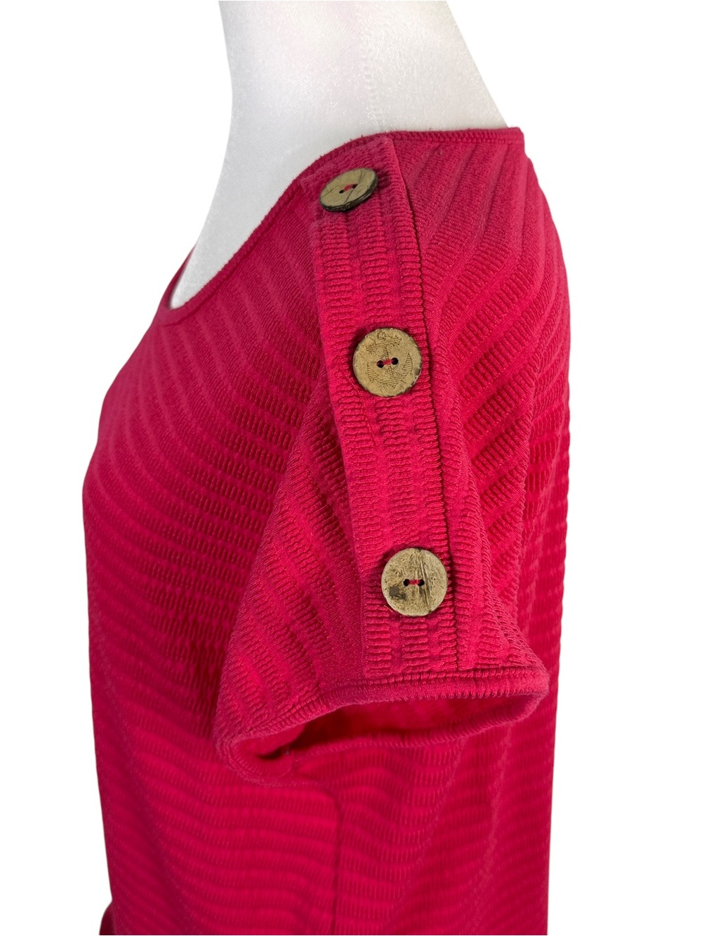 Wilde Raspberry Pink Crinkle Textured Tie-Front Tunic | Size Large - Picture 4 of 10